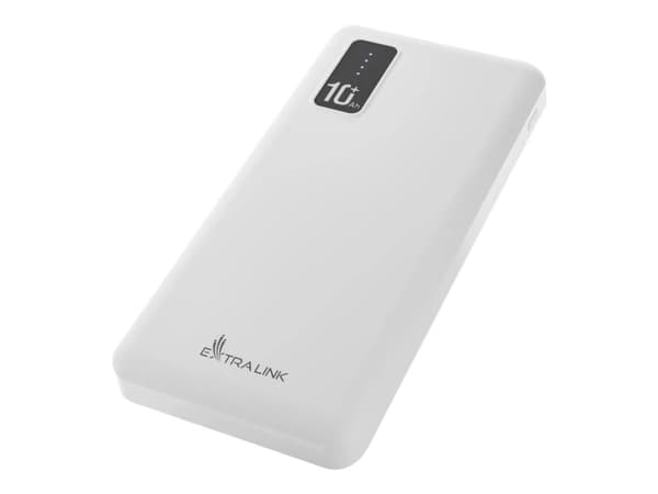 Extralink EPB-098W - Strömförsörjningsbank - 10000 mAh - 2.1 A - 2 utdatakontakter (USB) - vit Vit