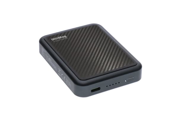 4smarts UltiMAG Lucid - Trådløs nødlader - karbon - Li-pol - 5000 mAh - 18 watt - 3 A - PD, QC 3.0, AFC - på kabel: USB-C - grå, svart