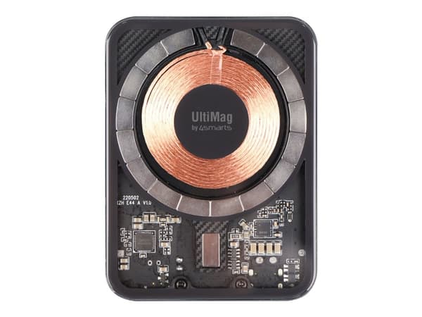 4smarts UltiMAG Lucid - Trådløs nødlader - karbon - Li-pol - 5000 mAh - 18 watt - 3 A - PD, QC 3.0, AFC - på kabel: USB-C - grå, svart Karbon