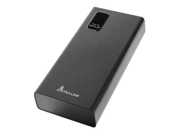 Extralink EPB-068 - Strømbank - 20000 mAh - 22.5 watt - 4.5 A - Fast Charge - 3 utgangskontakter (2 x 9-stifts USB-type A, 24 pin USB-C) - svart Sort