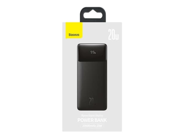 Baseus PPDML-M01, 20000 mAh, litiumpolymer (LiPo), 3,7 V, 20 W, Sort