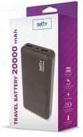 Miniatyrbillede 3 af 3: Setty powerbank med 20 000 mAh og to USB-porte, sort