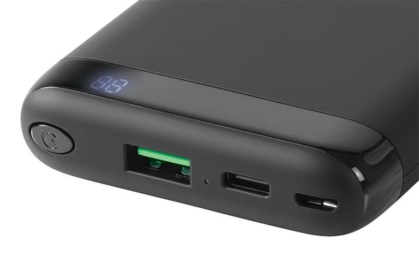 DELTACO power bank 10 000 mAh, Qi 10 W, USB-C PD, USB-A fast charging