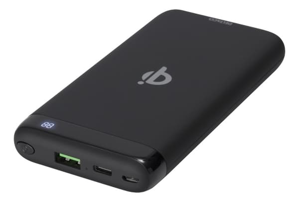 DELTACO power bank 10 000 mAh, Qi 10 W, USB-C PD, USB-A fast charging Svart