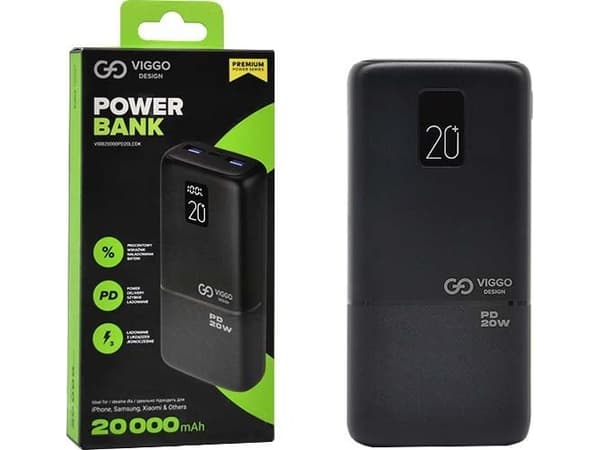 Powerbank Viggo Design PD 20W LED 20000mAh Czarny