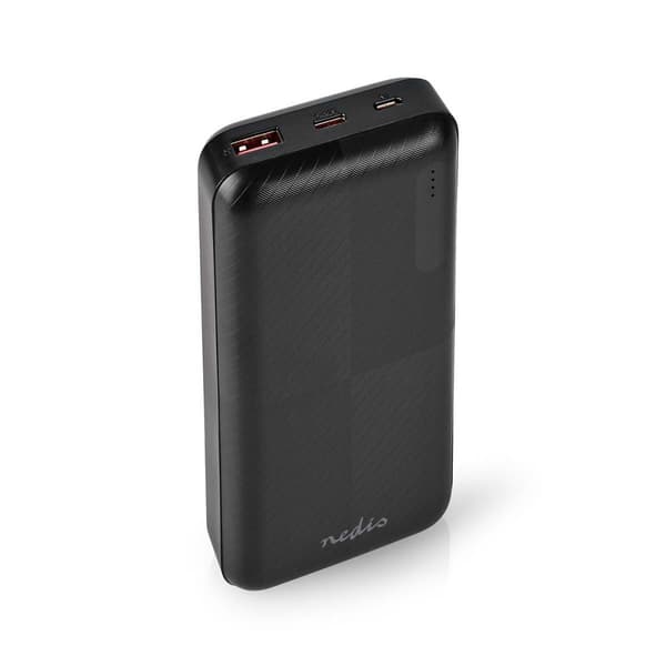 Nedis Power Bank | 20000 mAh | 1.5 / 2.0 / 3.0 A | Antall utganger: 2 | Utgangstilkobling: 1x USB-A / 1x USB-C™ | Inngangstilkobling: 1x Micro USB / 1