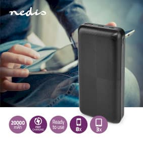 Nedis Power Bank | 20000 mAh | 1.5 / 2.0 / 3.0 A | Antall utganger: 2 | Utgangstilkobling: 1x USB-A / 1x USB-C™ | Inngangstilkobling: 1x Micro USB / 1
