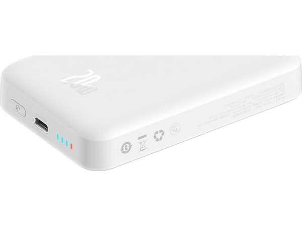 Baseus Magnetic Mini, 10000 mAh, Trådlös laddning, 20 W, Vit