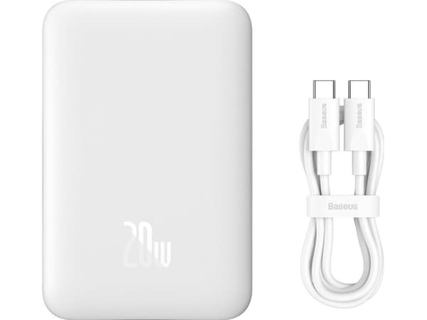 Baseus Magnetic Mini, 10000 mAh, Trådlös laddning, 20 W, Vit