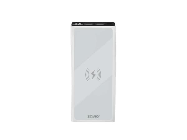 Savio powerbank BA-06 10000 mAh induktiv lading, 10000 mAh, litiumpolymer (LiPo), Hvid