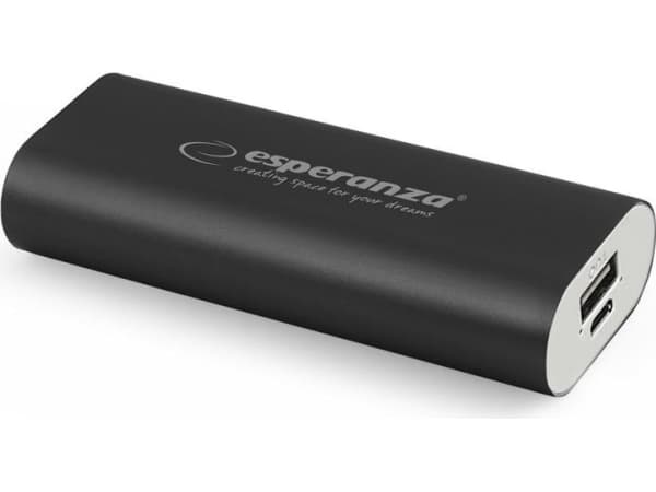 Esperanza EMP105K Hadron, Svart, Universal, Rektangel, 4400 mAh, USB, 5 V Svart