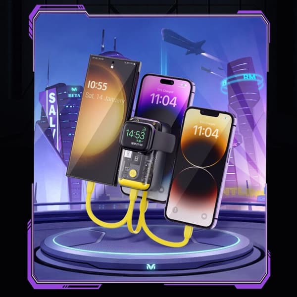 CyberPunk bærbar lader Powerbank 10000mAh 4-i-1 22.5W QC