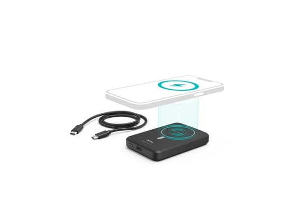 Hama Power Pack "MagPower5" - Trådløs nødlader - Li-pol - 5000 mAh - 18.5 Wh - på kabel: USB-C - svart - for Apple AirPods with MagSafe Charging Case