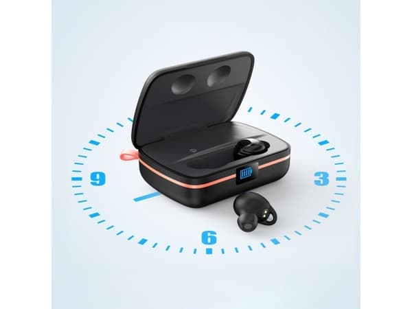 Choetech hodetelefoner Choetech TWS trådløse hodetelefoner, vanntette med solcellepanel og innebygd 2500mAh strømbank, svart (BH-T05)