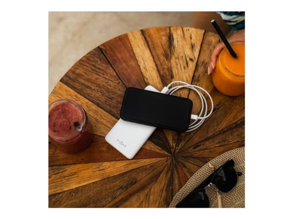 FIXED Zen - Strømbank - 10000 mAh - 20 watt - 5 A - PD - 3 utgangskontakter (2 x USB, 24 pin USB-C) - hvit