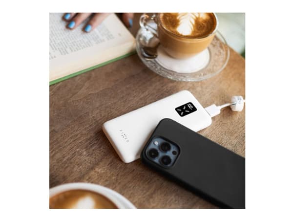FIXED Zen - Strømbank - 10000 mAh - 20 watt - 5 A - PD - 3 utgangskontakter (2 x USB, 24 pin USB-C) - hvit