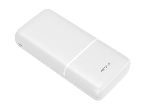 DELTACO - Strömförsörjningsbank - 20000 mAh - 74 Wh - 10.5 Watt - 2.1 A - PD - 3 utdatakontakter (2 x USB, 24 pin USB-C)