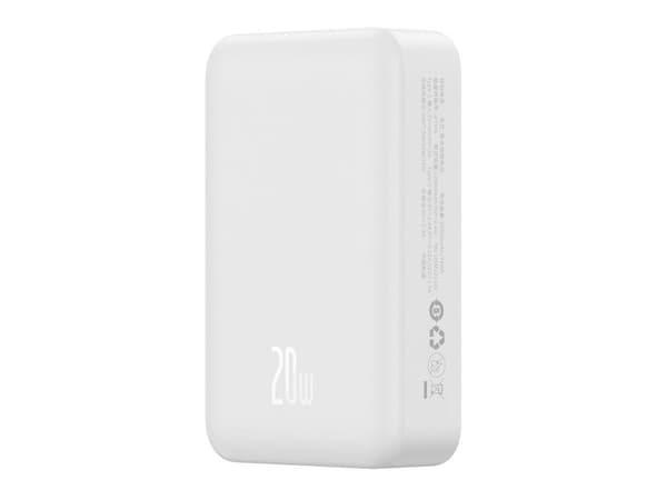 Baseus Magnetic Mini, 20000 mAh, Power Delivery, Trådløs opladning, 20 W, Hvid