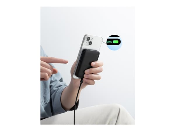 Anker MagGo PowerCore 5000 - Trådløs nødlader - magnetmontering - 5000 mAh - 7.5 watt - Fast Charge, PD - svart