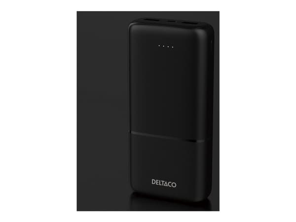 DELTACO PB-C1008 - Strømbank - 20000 mAh - 74 Wh - 20 watt - PD - 3 utgangskontakter (2 x USB, 24 pin USB-C) - svart