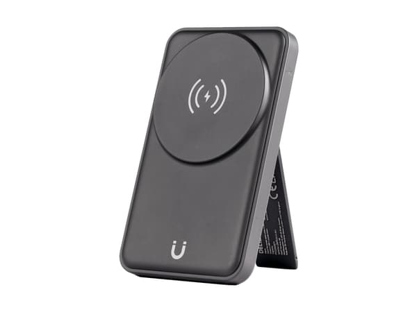 DELTACO - Strømbank - 3-i-1, magnetisk - 5000 mAh - 19.25 Wh - 18 watt - 3 utgangskontakter (hodetelefonkontakt, 24 pin USB-C, trådløs lading) - svar