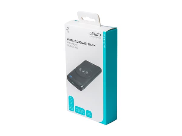Ulkoinen akku DELTACO, langaton, 10 000 mAh, 1x USB-A, 1x USB-C PD, mag. / PB-Q1003