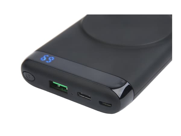 Ulkoinen akku DELTACO, langaton, 10 000 mAh, 1x USB-A, 1x USB-C PD, mag. / PB-Q1003