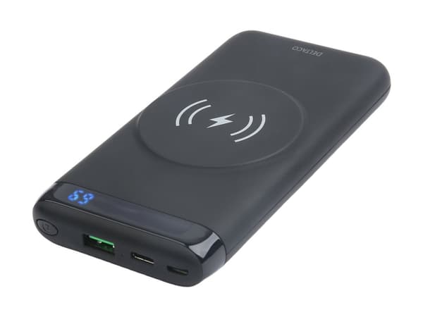 Ulkoinen akku DELTACO, langaton, 10 000 mAh, 1x USB-A, 1x USB-C PD, mag. / PB-Q1003