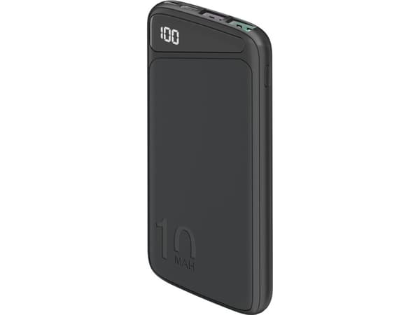 goobay - Strømbank - 10000 mAh - 37 Wh - PD, QC 3.0, Super Charge - 3 utgangskontakter (2 x USB, USB-C) - på kabel: USB, USB-C - svart