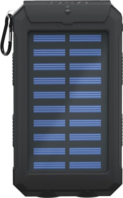 Goobay Outdoor-powerbank 8.0 (8.000 mAh) til udendørs eventyr med robust design, solcellepanel og lommelygtefunktion
