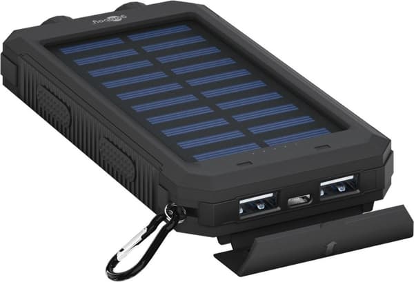 Goobay Outdoor-powerbank 8.0 (8.000 mAh) til udendørs eventyr med robust design, solcellepanel og lommelygtefunktion