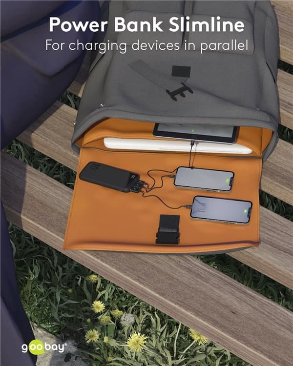 Goobay Powerbank Slimline 10.000 mAh Kraftfulla 10.000 mAh med statusdisplay