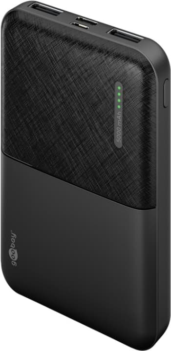 Goobay Powerbank kompakt 5.000 mAh praktisk og pladsbesparende design med 5.000 mAh, perfekt til at rejse Sort