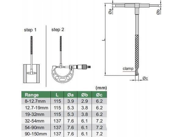 Insize TELESKOPPING SPRING 8-150MM 6st