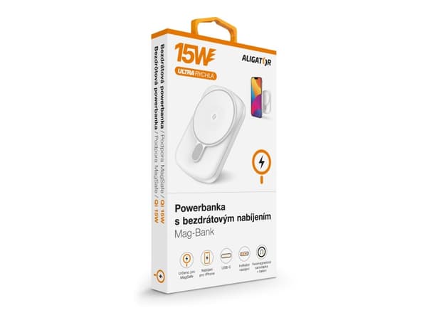 Aligator AMS03WT, 5000 mAh, Trådløs lading, Hvit