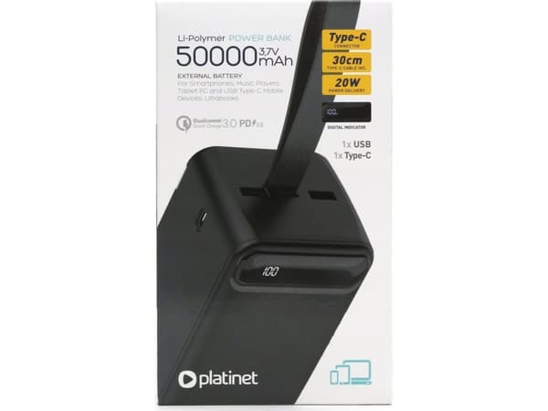 Platinet Platinet power bank 50000mAh PMPB5020B, black