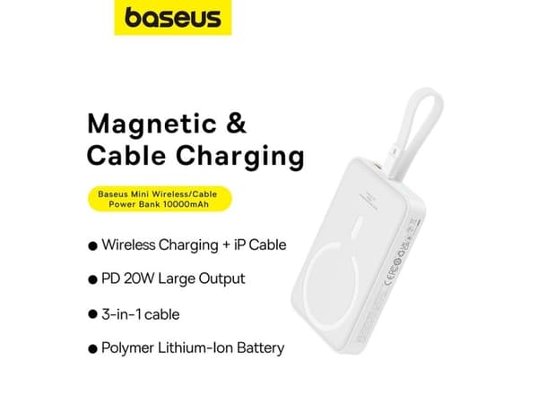 Baseus Powerbank Baseus Magnetic Mini 10000mAh 20W MagSafe (valkoinen)