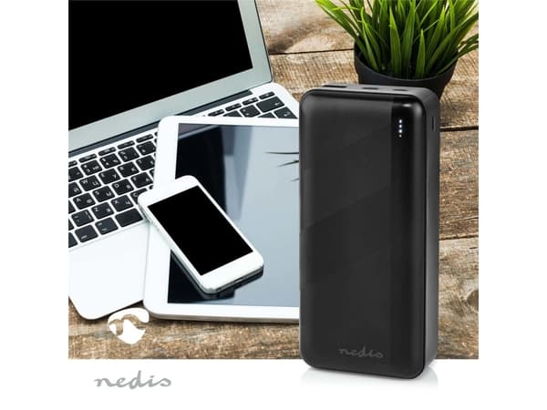 Nedis UPBK65W30000BK, 32000 mAh, Litiumpolymer (LiPo), 3,7 V, 65 W, Sort