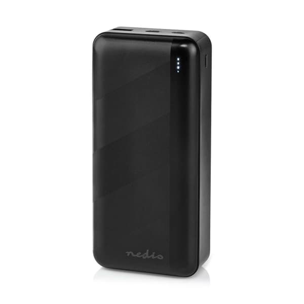 Nedis Power Bank | 30000 mAh | 1.5 / 2.0 / 3.0 A | Antall utganger: 2 | Utgangstilkobling: 1x USB-A / 1x USB-C™ | Inngangstilkobling: 1x Micro USB / 1 Sort