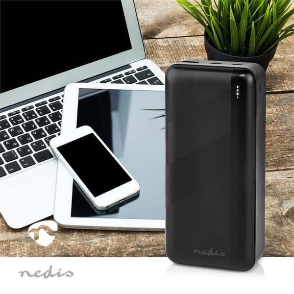 Nedis Power Bank | 32000 mAh | 2.4 / 3.0 / 3.25 A | Antall utganger: 2 | Utgangstilkobling: 1x USB-A / 1x USB-C™ | Inngangstilkobling: 1x Micro USB /