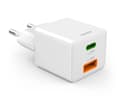 Miniatyrbilde 3 av 5: Hama - Strømadapter - 20 watt - 3 A - PD, QC 2.0, QC 3.0 - 2 utgangskontakter (USB-type A, 24 pin USB-C) - hvit