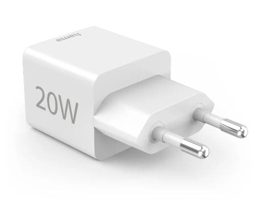 Hama - Strømadapter - 20 watt - 3 A - PD, QC 2.0, QC 3.0 - 2 utgangskontakter (USB-type A, 24 pin USB-C) - hvit