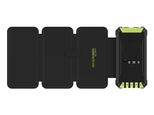 RealPower PB-20000 Solar, 20000 mAh, Trådlös laddning, Svart, Grön