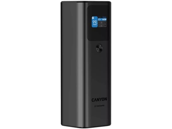 Canyon PB-2010, 27000 mAh, Power Delivery 3.1, Quick Charge 3.0, 140 W, Mørkegrå