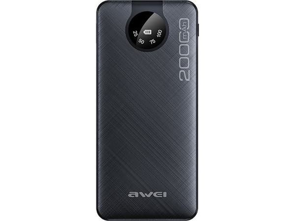 AWEI PowerBank P134K 20000mAh svart/svart skjerm + USB/PD/Lightning/MicroUSB-kabler