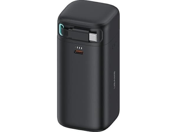 Powerbank 18000mAh PD45W med viklingskabel USB-C Fast Charge USAMS XMF Series 20KCD21601 (US-CD216) svart farge