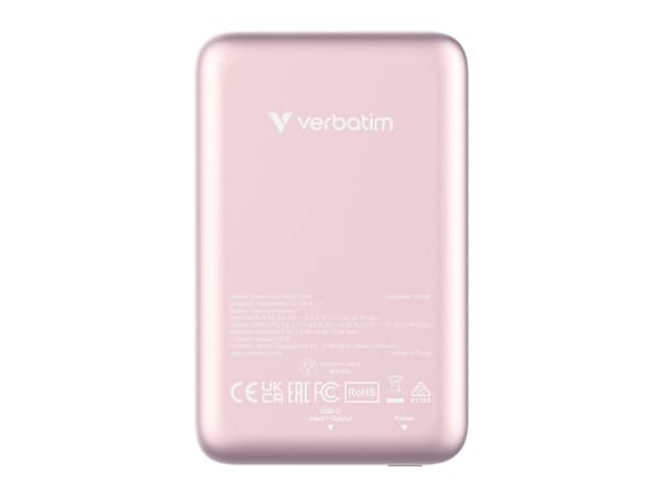 Verbatim Charge 'n' Go - Trådløs nødlader - magnetmontering - Li-pol - 10000 mAh - 20 watt - 2.4 A - Apple Fast Charge, PD 3.0, QC 3.0, Apple 2.4A, U