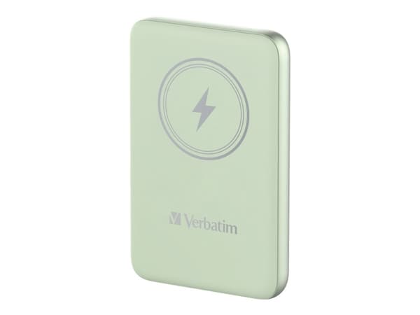 Verbatim Charge 'n' Go - Trådløs nødlader - magnetmontering - Li-pol - 10000 mAh - 20 watt - 2.4 A - Apple Fast Charge, PD 3.0, QC 3.0, Apple 2.4A, U Grønn