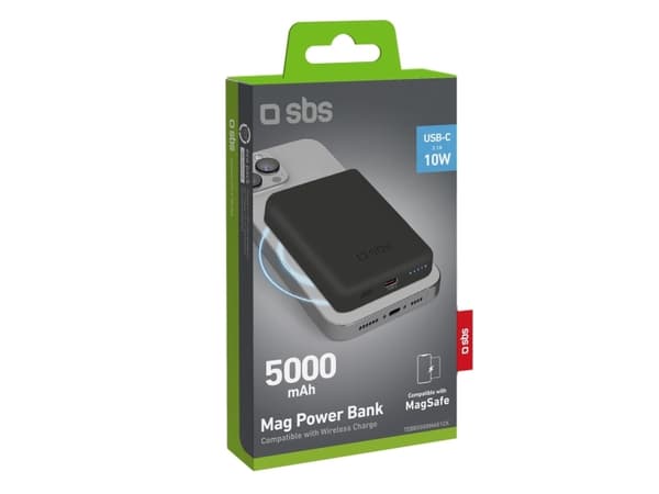 SBS TEBB5000MAG1CK, 5000 mAh, Lithium Polymer (LiPo), Trådløs lading, Sort