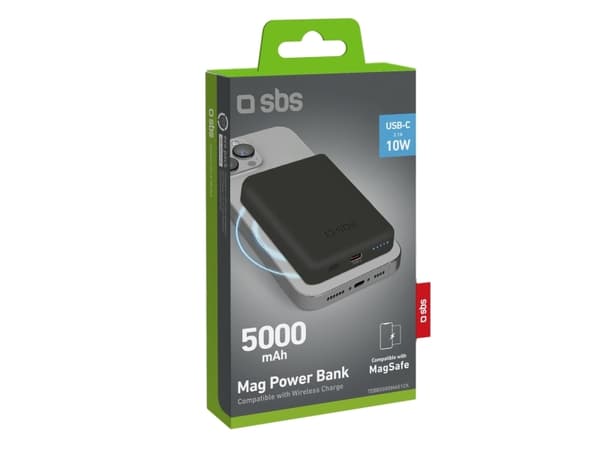 SBS TEBB5000MAG1CK, 5000 mAh, Lithium Polymer (LiPo), Trådløs lading, Sort